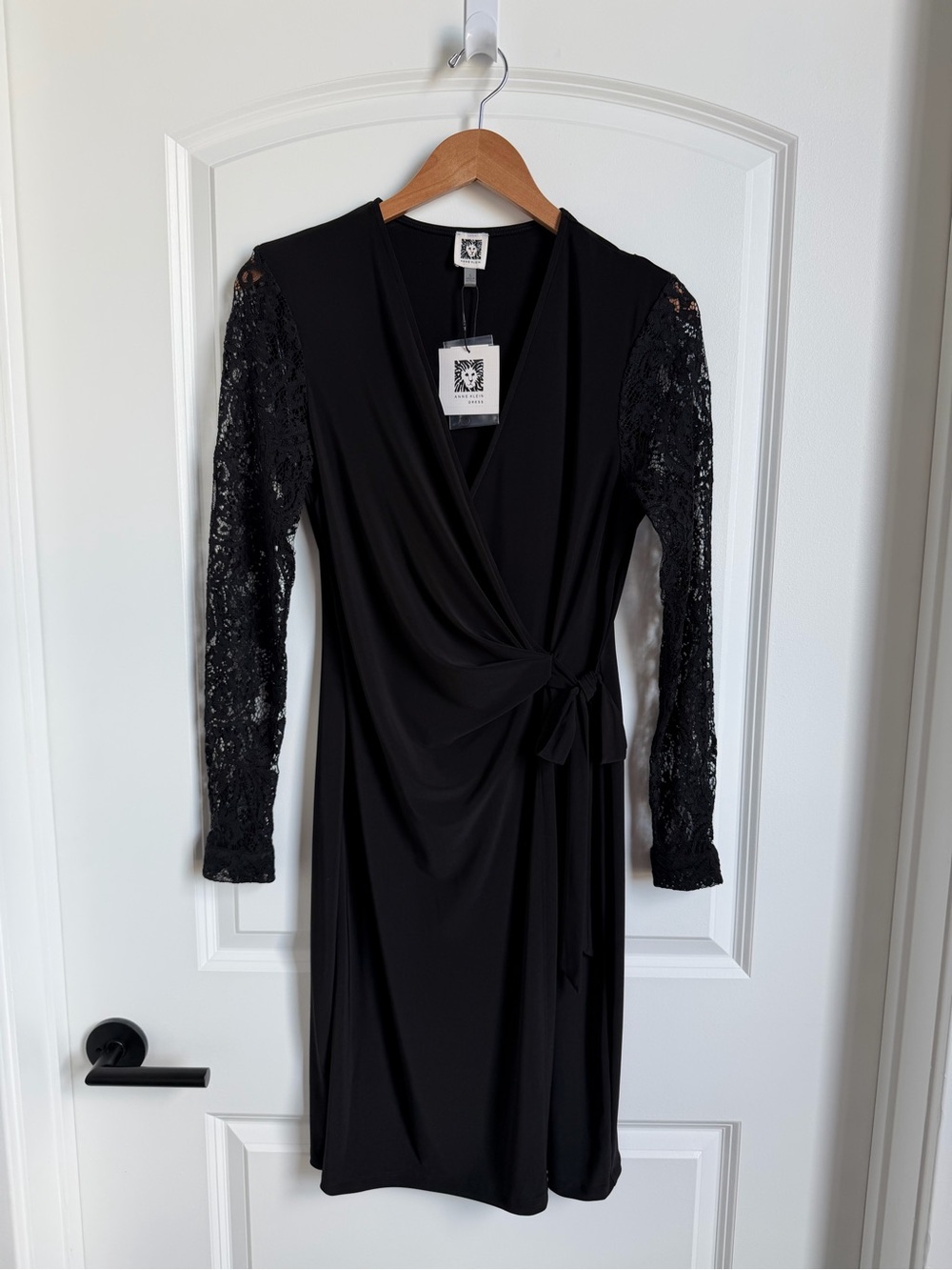 Anne Klein Black Long Sleeve Wrap Dress
